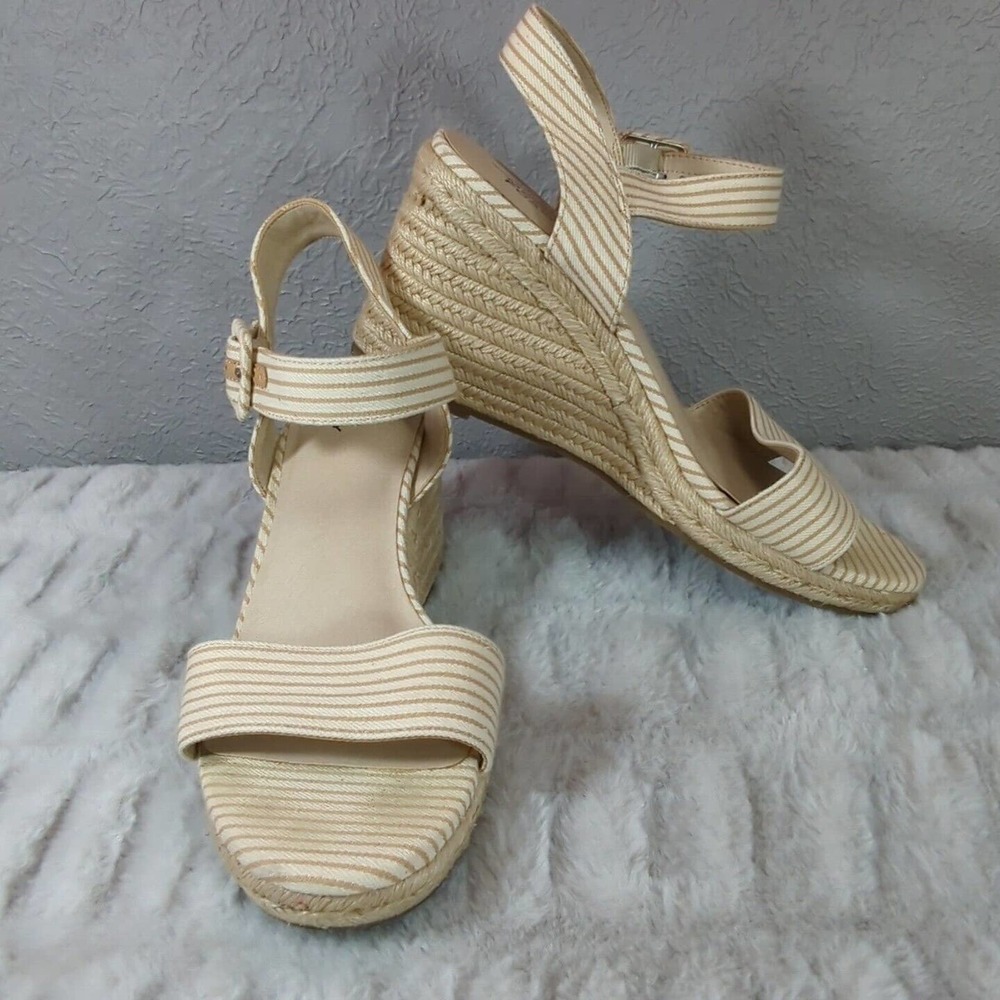 LifeStride Shoes Women 10 M Tango Wedge Tan Espadrilles Ankle Strap Sandals